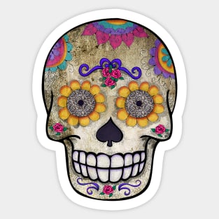 Day of the Dead Grunge Skull Sticker